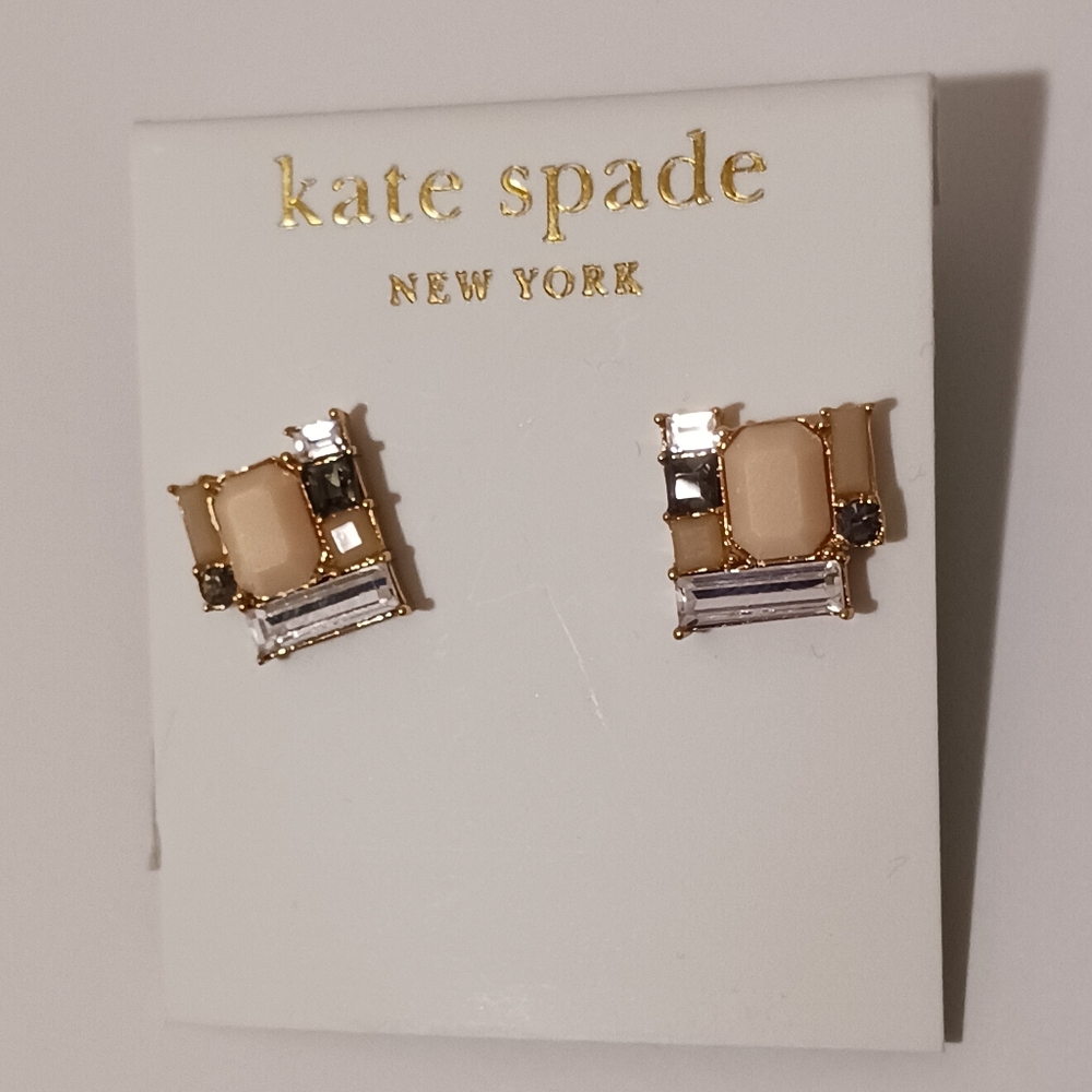 NWT $58 Kate Spade New York Gold Neapolitan Cluster Stud Earrings Blush Multi